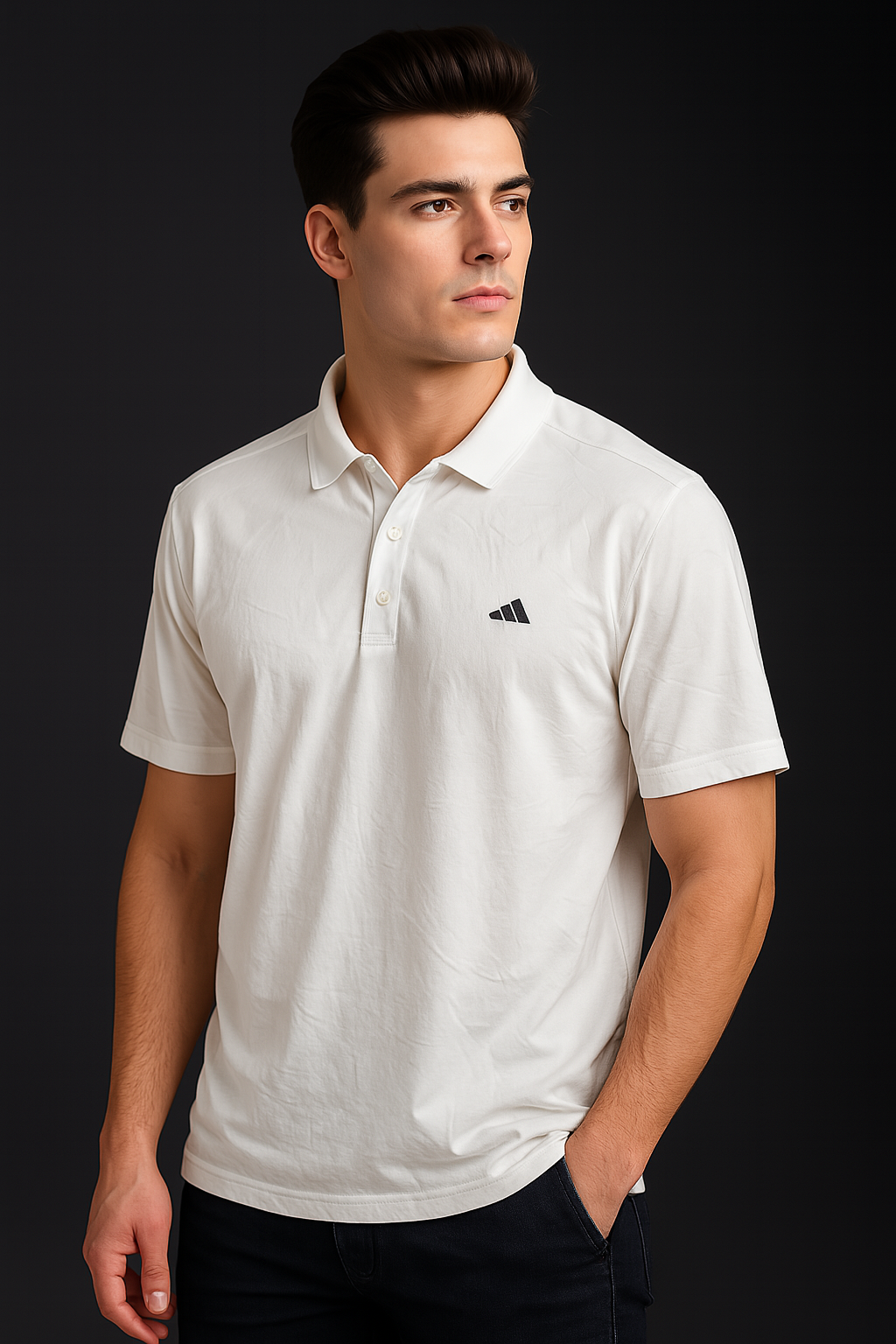 Adidas White Dri Fit Polo Tee