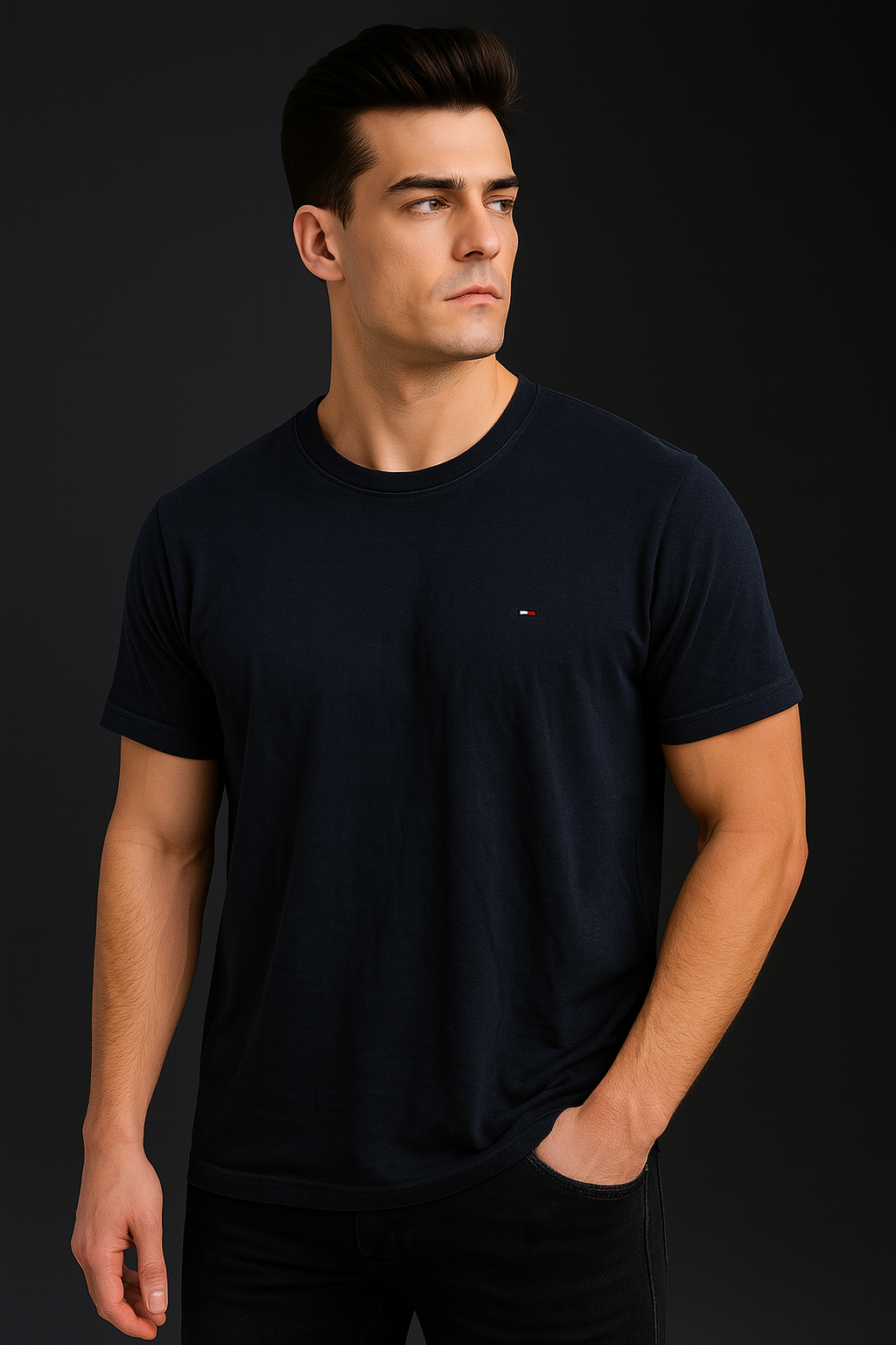 Tommy Hilfiger Cotton Navy Blue Tee