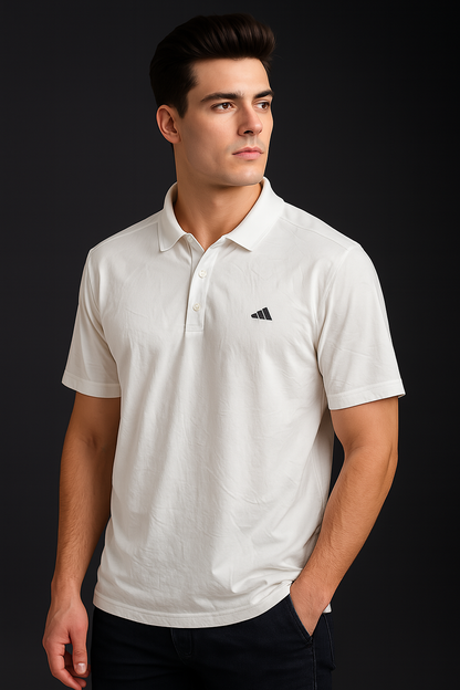Adidas White Dri Fit Polo Tee